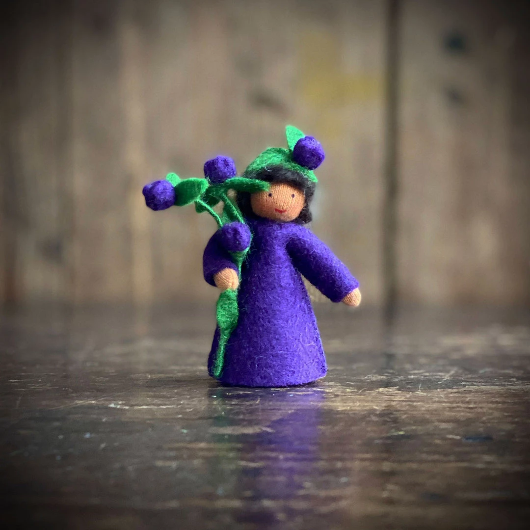 Fairies Handmade Wool Flower Fairy - Blueberry Boy - Brown 3 Fairies Handmade Wool Flower Fairy - Blueberry Boy - Brown