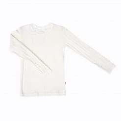 JOHA Merino Wool/silk Long Sleeve Top Natural With Lace