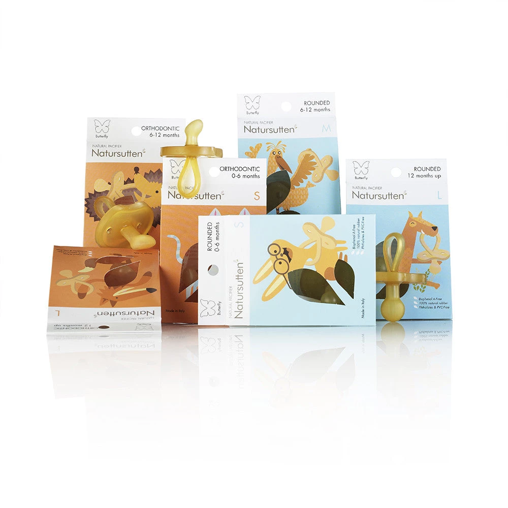 Natursutten Natural Rubber Soother/Pacifier - Butterfly - Round 6 Natursutten Natural Rubber Soother/Pacifier - Butterfly - Round