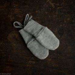 Engel 100% Organic Merino Wool Fleece Mittens - Light Grey Baby Wool