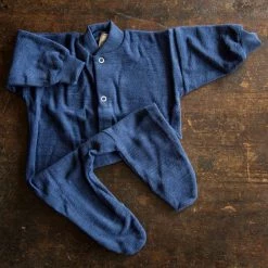 Cosilana Organic Merino Wool Terry Pyjamas - Blue Baby Wool