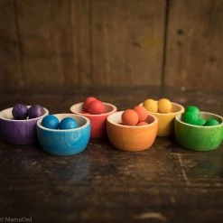 Grapat Toys Wooden Bowls & Marbles - Set Of 6