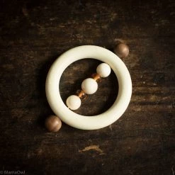 HEIMESS Round Amber And Wood Touch Ring Baby Gifts