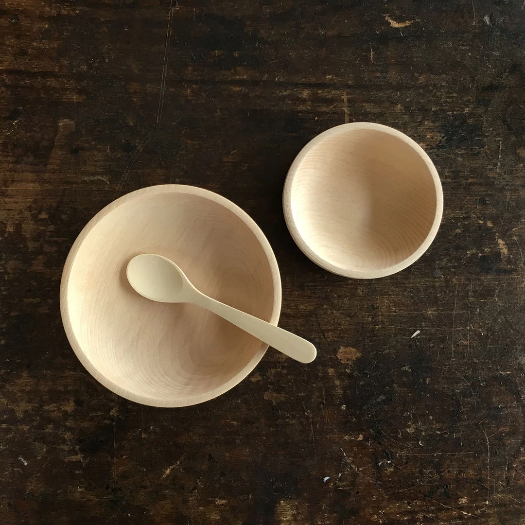Gluckskafer Baby Bowls In Natural Wood - Three Sizes 3 Gluckskafer Baby Bowls In Natural Wood - Three Sizes