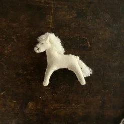 Gluckskafer Handmade Wool Felt Large White Horse Toys