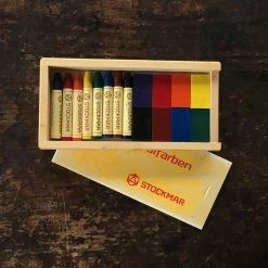 Stockmar Wax Block And Stick Crayons In Wooden Box - Set Of 16 Toys