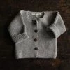 My Alpaca Tops & Sweaters Hand Knit Baby Alpaca Cardigan - Light Grey