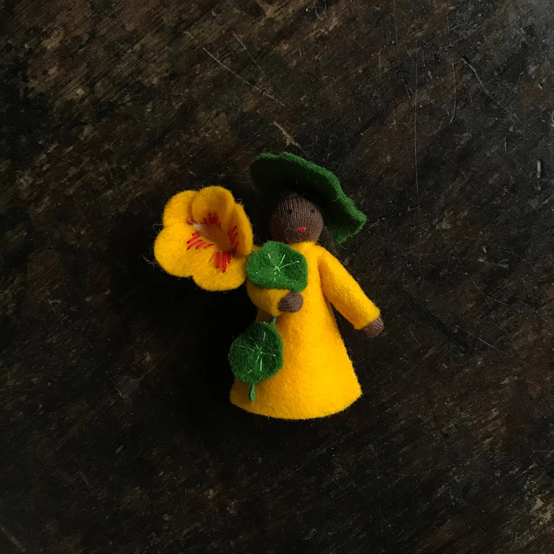 Fairies Handmade Small Wool Flower Fairy - Lady's Slippers - Black 6 Fairies Handmade Small Wool Flower Fairy - Lady's Slippers - Black