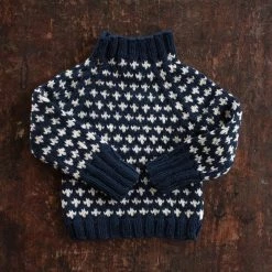 Mormor.nu Hand Knit Wool Knud Sweater - Navy Tops & Sweaters
