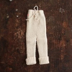 Mormor.nu Baby Wool Hand Knit Alpaca Rib Baby Pants - Natural