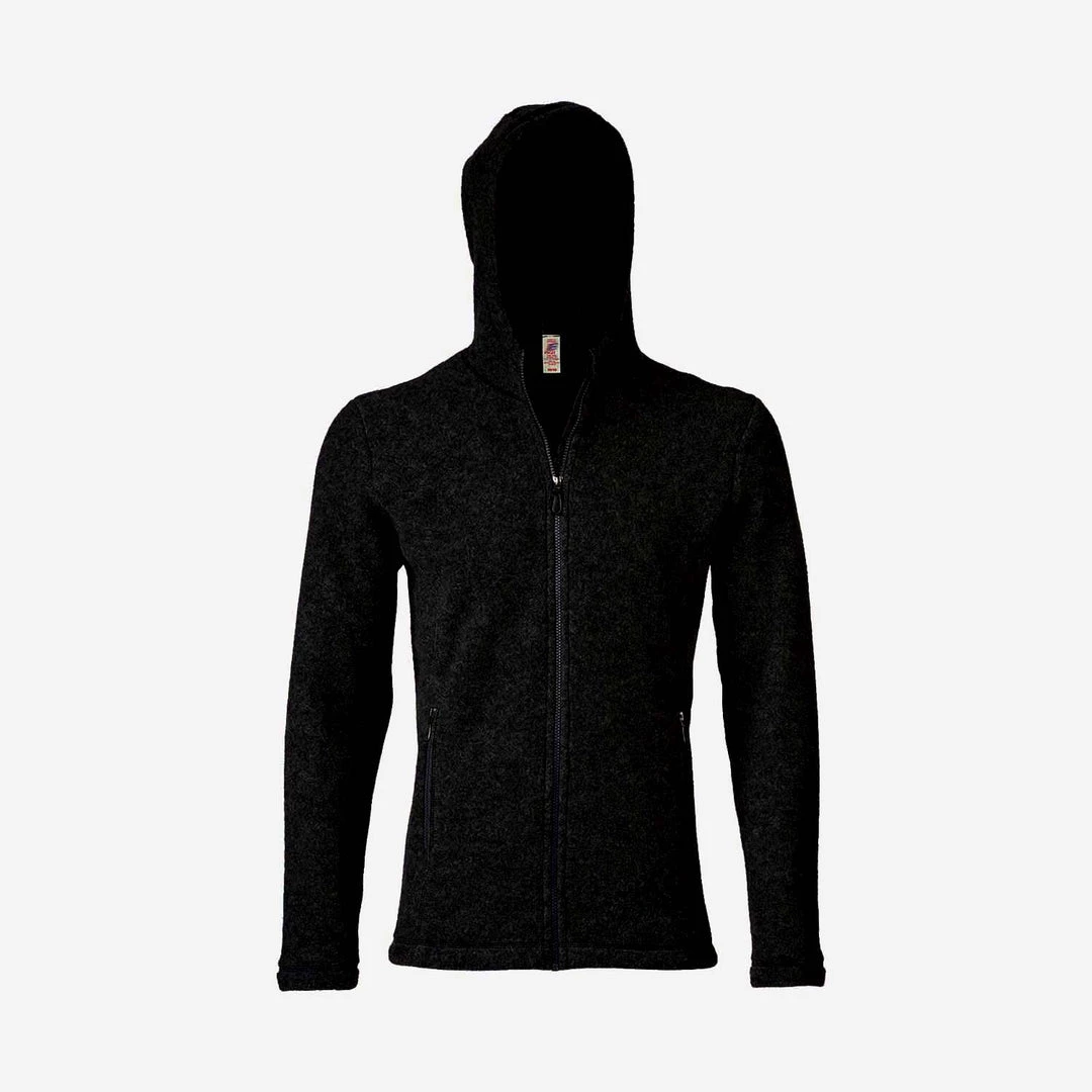 Engel Adult's 100% Organic Merino Wool Fleece Jacket - Black Adults 6 Engel Adult's 100% Organic Merino Wool Fleece Jacket - Black Adults