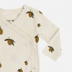 Konges Sløjd Organic Cotton Newborn Wrap Romper - Lemon Print Cotton & Linen