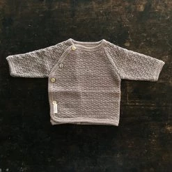 Selana Baby Wool Silk Textured Side Close Cardigan - Cocoa