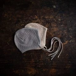 Selana Baby Wool Silk Textured Bonnet - Cocoa 5 Selana Baby Wool Silk Textured Bonnet - Cocoa