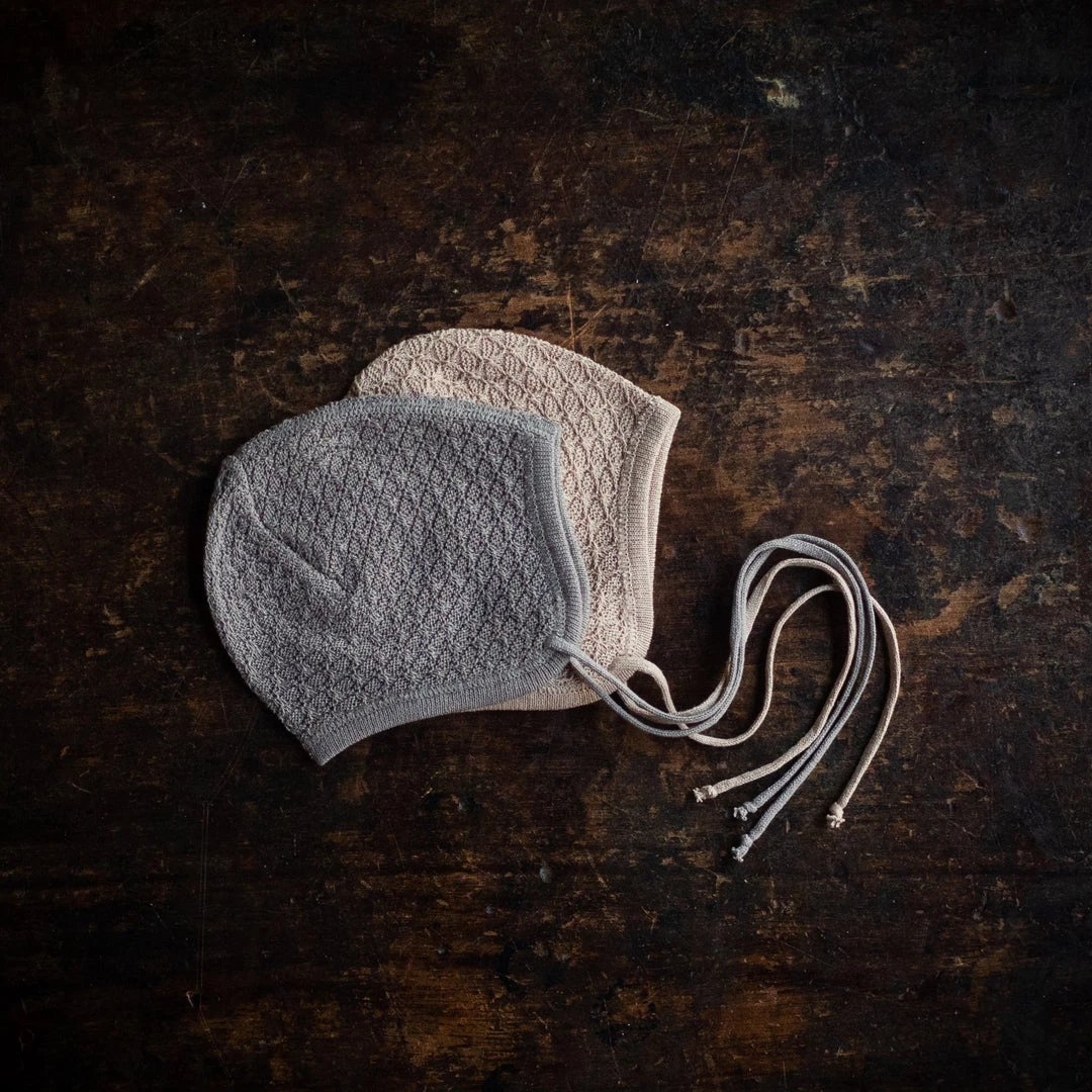 Selana Baby Wool Silk Textured Bonnet - Cocoa 4 Selana Baby Wool Silk Textured Bonnet - Cocoa