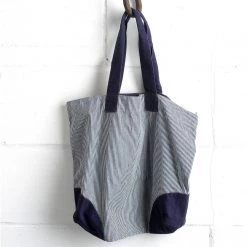 Yarmouth Oilskins Cotton Shopper Bag - Navy Stripe Adults