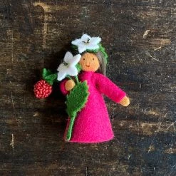 Fairies Toys Handmade Wool Flower Fairy - Raspberry - Brown