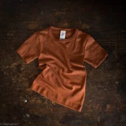 SISKIN By Engel Kids Wool Exclusive Organic Merino Wool & Silk SS Top - Deep Rust