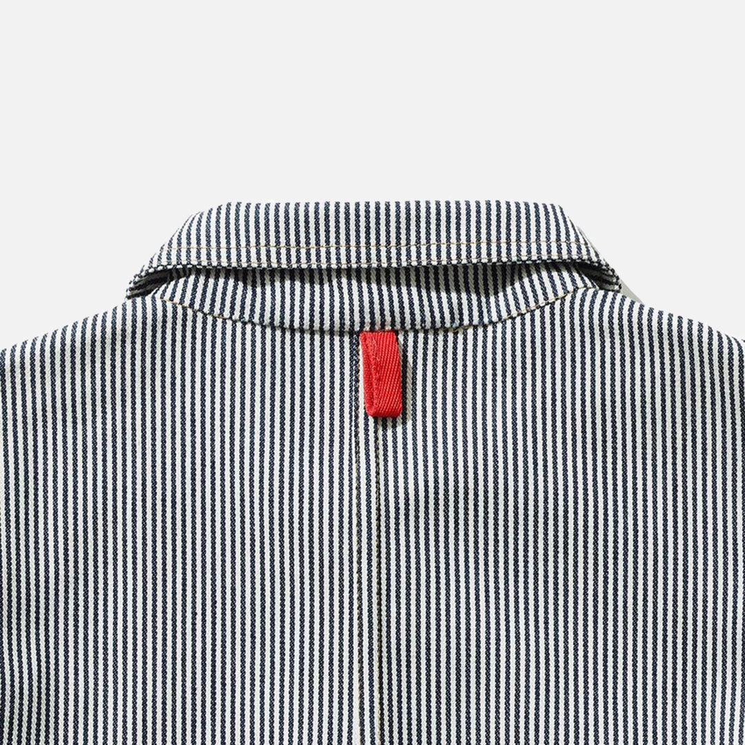 Monty & Co Cotton Foundry Jacket - Indigo Stripe 6 Monty & Co Cotton Foundry Jacket - Indigo Stripe