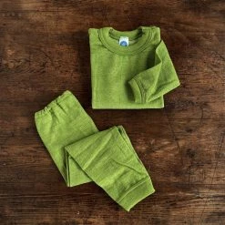 Cosilana Organic Merino Wool Terry Pyjama Set - Green Kids Wool