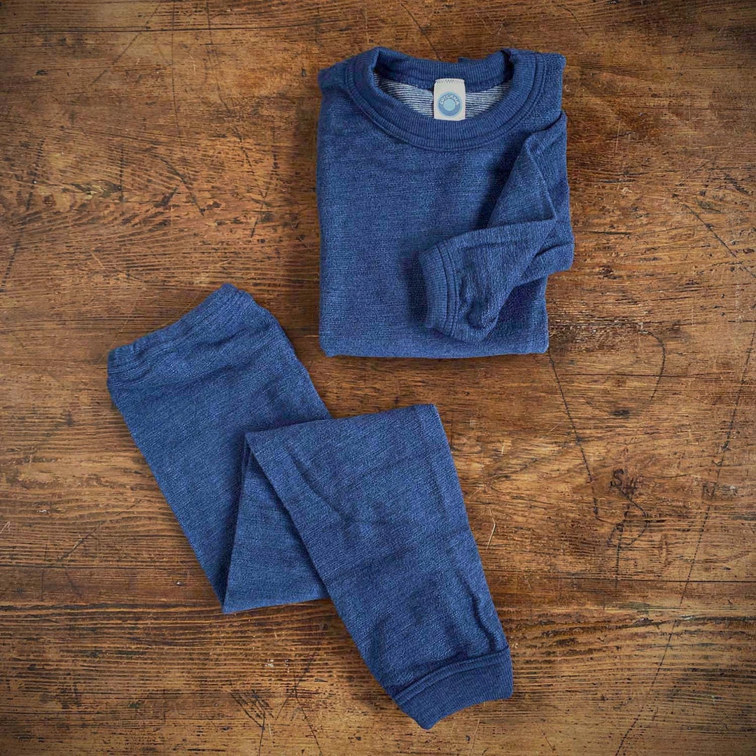 Cosilana Organic Merino Wool Terry Pyjama Set - Blue 3 Cosilana Organic Merino Wool Terry Pyjama Set - Blue