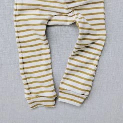 Mabo Organic Cotton Leggings - Natural/Chartreuse Stripe