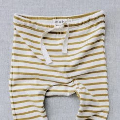 Mabo Organic Cotton Leggings - Natural/Chartreuse Stripe