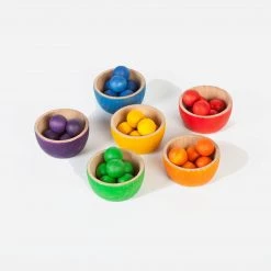 Grapat Toys Wooden Bowls & Marbles - Set Of 6