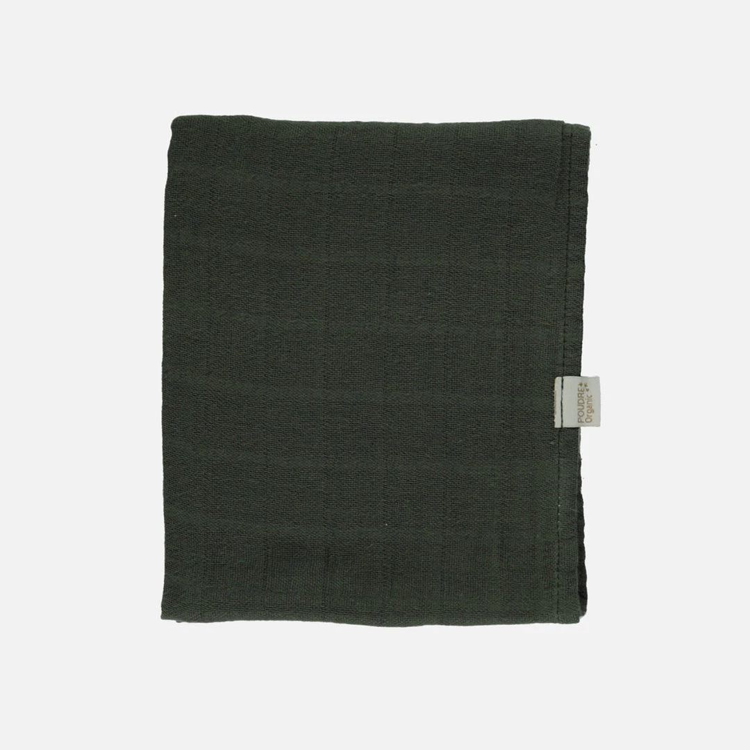 Poudre Organic Organic Cotton Pavot Muslin/Small Scarf - Forest Green 3 Poudre Organic Organic Cotton Pavot Muslin/Small Scarf - Forest Green