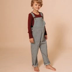 Monty & Co Cotton Porter Dungaree - Indigo Stripe Cotton & Linen