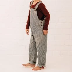 Monty & Co Cotton Porter Dungaree - Indigo Stripe Cotton & Linen
