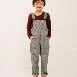 Monty & Co Cotton Porter Dungaree - Indigo Stripe Cotton & Linen