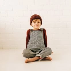 Monty & Co Cotton Porter Dungaree - Indigo Stripe Cotton & Linen