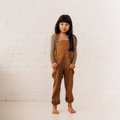 Monty & Co Cotton Porter Dungaree - Tan Cotton & Linen