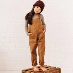Monty & Co Cotton Porter Dungaree - Tan Cotton & Linen