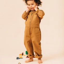 Monty & Co Cotton Engineer Boilersuit - Tan Cotton & Linen