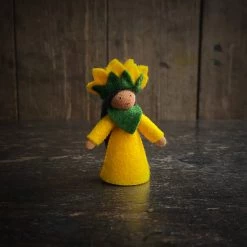 Fairies Toys Handmade Small Wool Fairy With Flower - Sunflower - Brown
