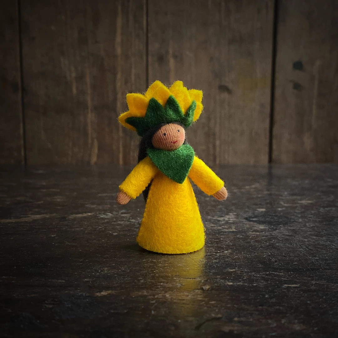 Fairies Toys Handmade Small Wool Fairy With Flower - Sunflower - Brown 3 Fairies Toys Handmade Small Wool Fairy With Flower - Sunflower - Brown
