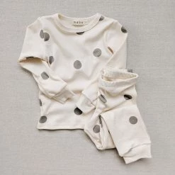 Mabo Cotton & Linen Organic Cotton Spotted Pyjamas - Grey