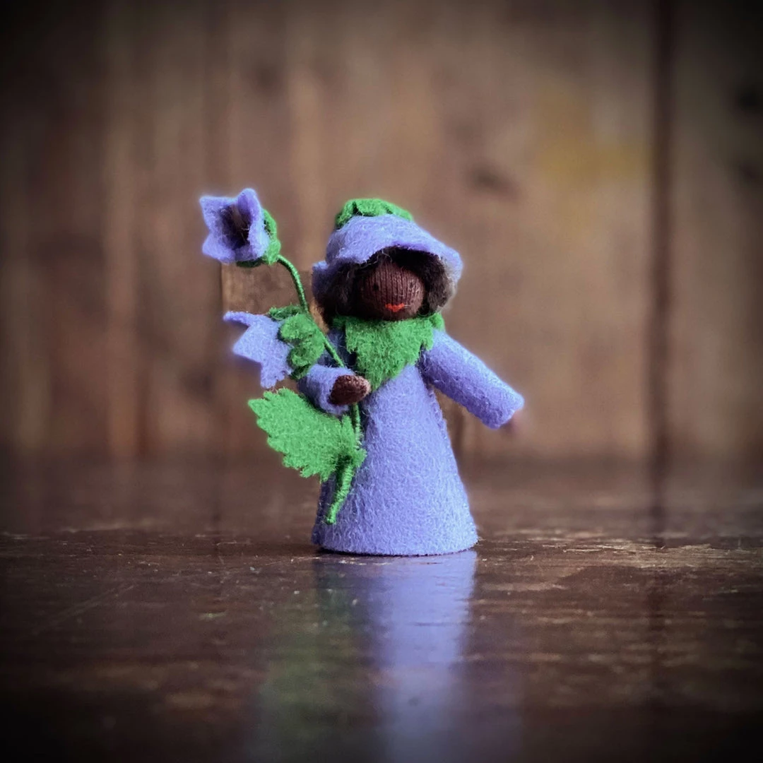 Fairies Handmade Wool Flower Fairy - Bellflower - Black Toys 3 Fairies Handmade Wool Flower Fairy - Bellflower - Black Toys