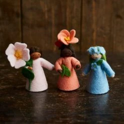 Fairies Toys Handmade Wool Fairy With Flower Headdress - Camellia Japonica - Black