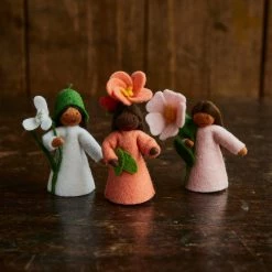 Fairies Toys Handmade Wool Fairy Holding Flower - Snowdrop - Brown