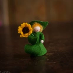 Fairies Handmade Small Wool Fairy With Flower - Sunflower Boy - White Toys
