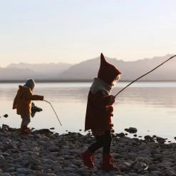 Kleine Schobbejak Wool/Cotton Sherpa Pixie Hooded Coat - Terracotta Kids Wool