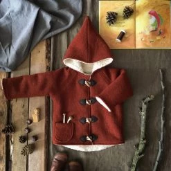 Kleine Schobbejak Wool/Cotton Sherpa Pixie Hooded Coat - Terracotta Kids Wool