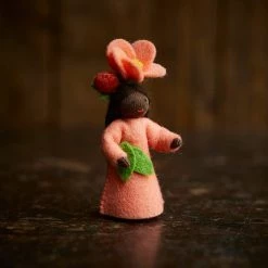 Fairies Toys Handmade Wool Fairy With Flower Headdress - Camellia Japonica - Black