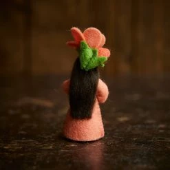 Fairies Toys Handmade Wool Fairy With Flower Headdress - Camellia Japonica - Black