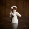 Fairies Handmade Wool Fairy Holding Flower - Catkin - White Toys