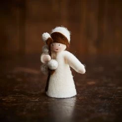 Fairies Handmade Wool Fairy Holding Flower - Catkin - White Toys