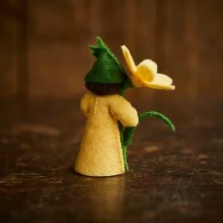 Fairies Handmade Wool Fairy Holding Flower - Crocus - Black